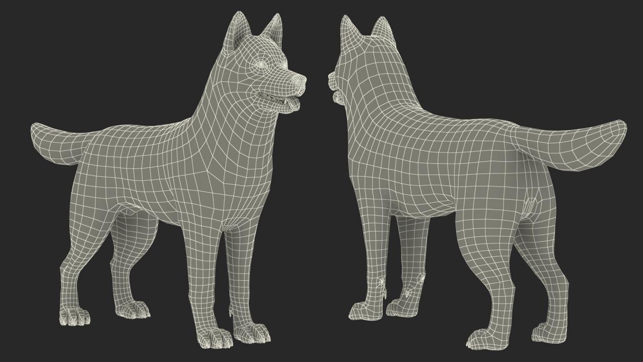 3D Siberian Husky Gray and White Rigged