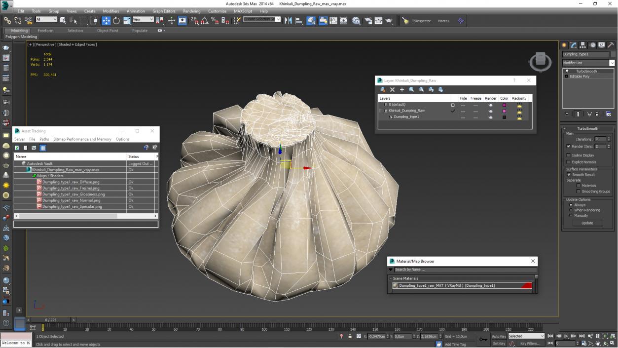 3D Khinkali Dumpling Raw for 3D Print 2