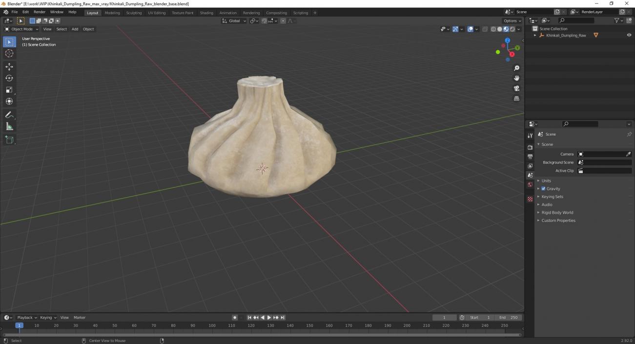 3D Khinkali Dumpling Raw for 3D Print 2