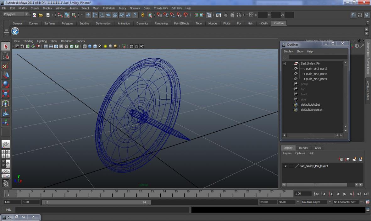 Sad Smiley Pin 3D model