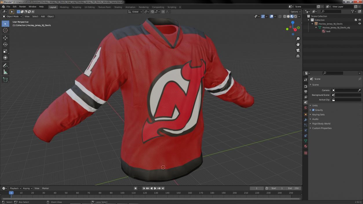 3D Hockey Jersey NJ Devils model