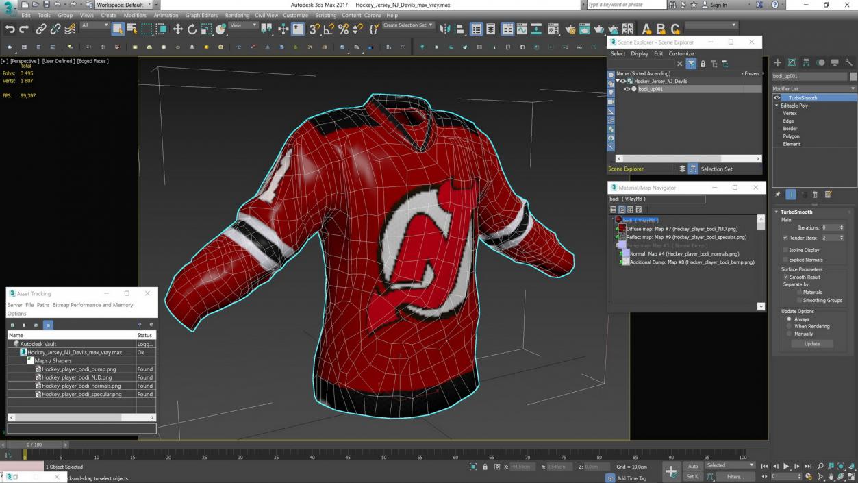 3D Hockey Jersey NJ Devils model