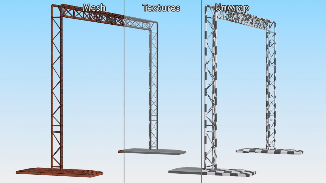 3D Square Truss Goal Post Lighting System model