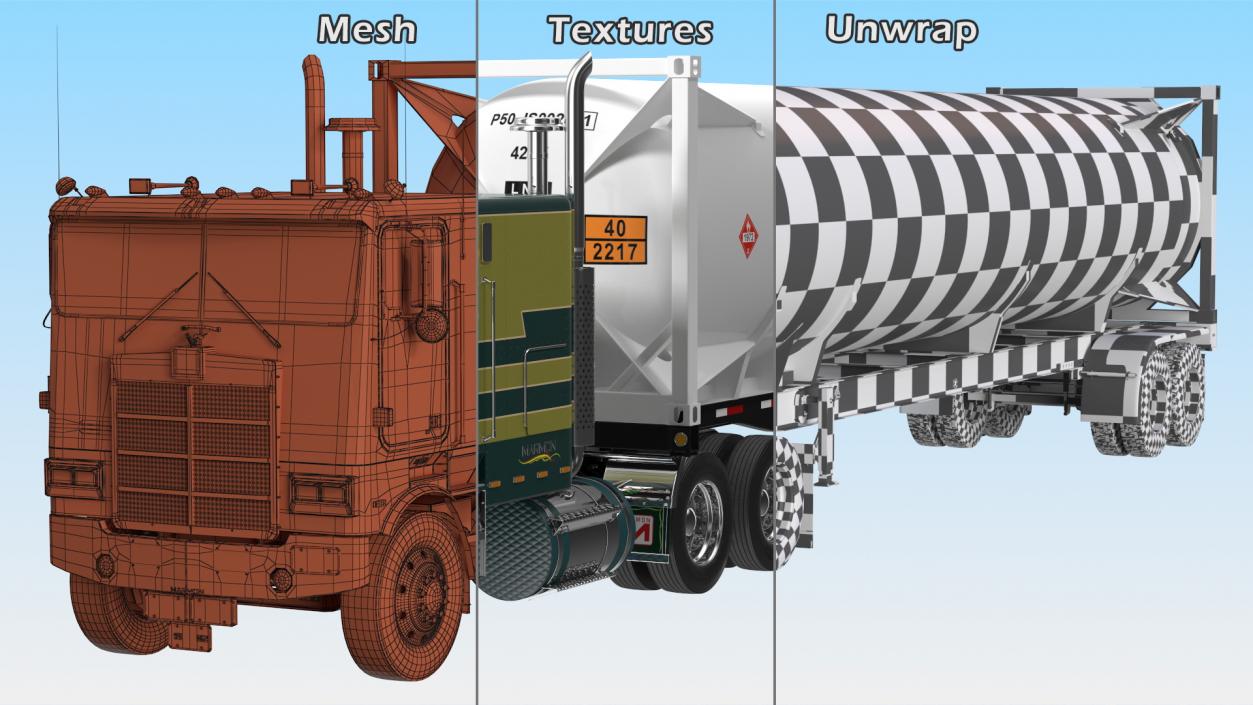 3D Marmon Truck with LNG Semi Trailer Gas Tank model