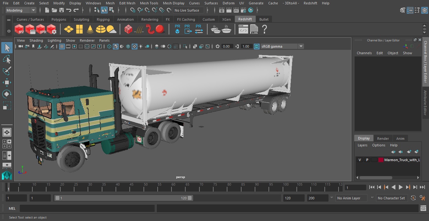 3D Marmon Truck with LNG Semi Trailer Gas Tank model