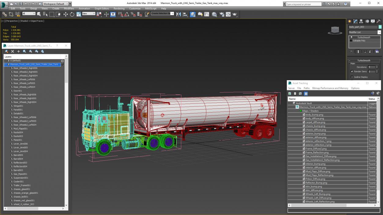 3D Marmon Truck with LNG Semi Trailer Gas Tank model