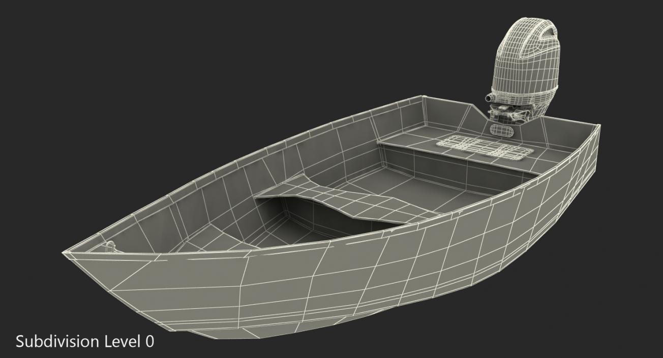 3D model Motorboat with Outboard Engine