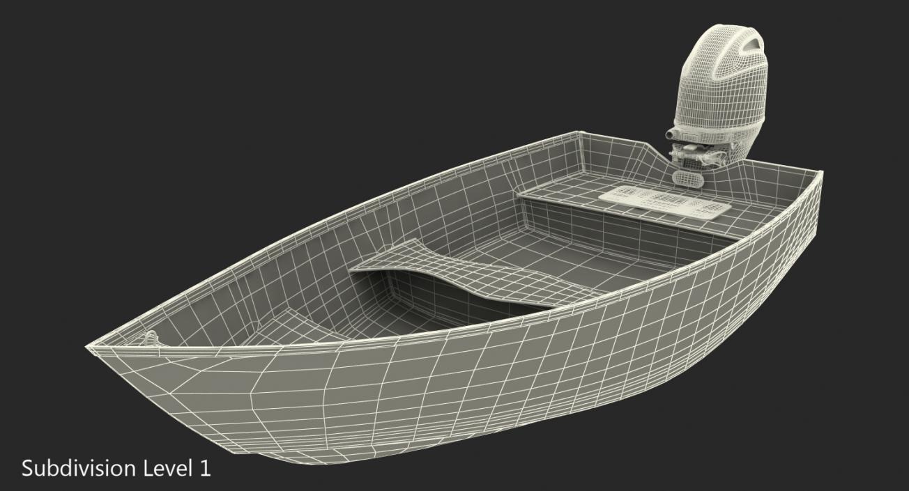 3D model Motorboat with Outboard Engine