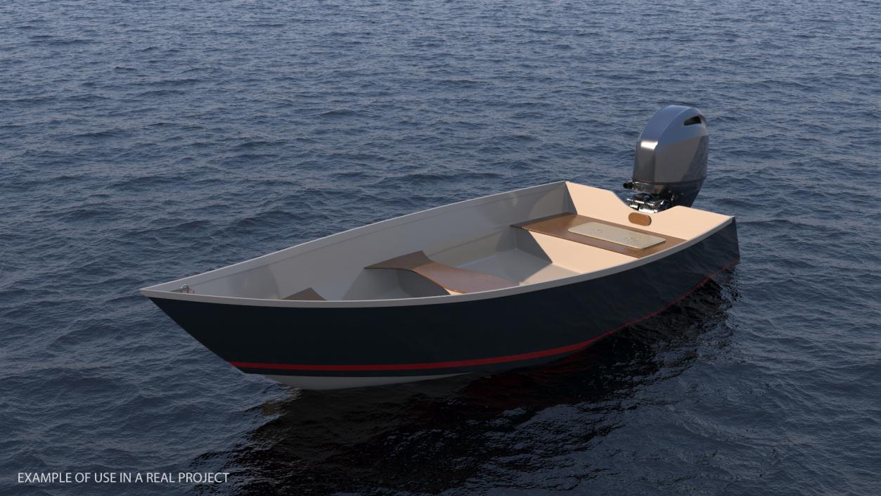 3D model Motorboat with Outboard Engine