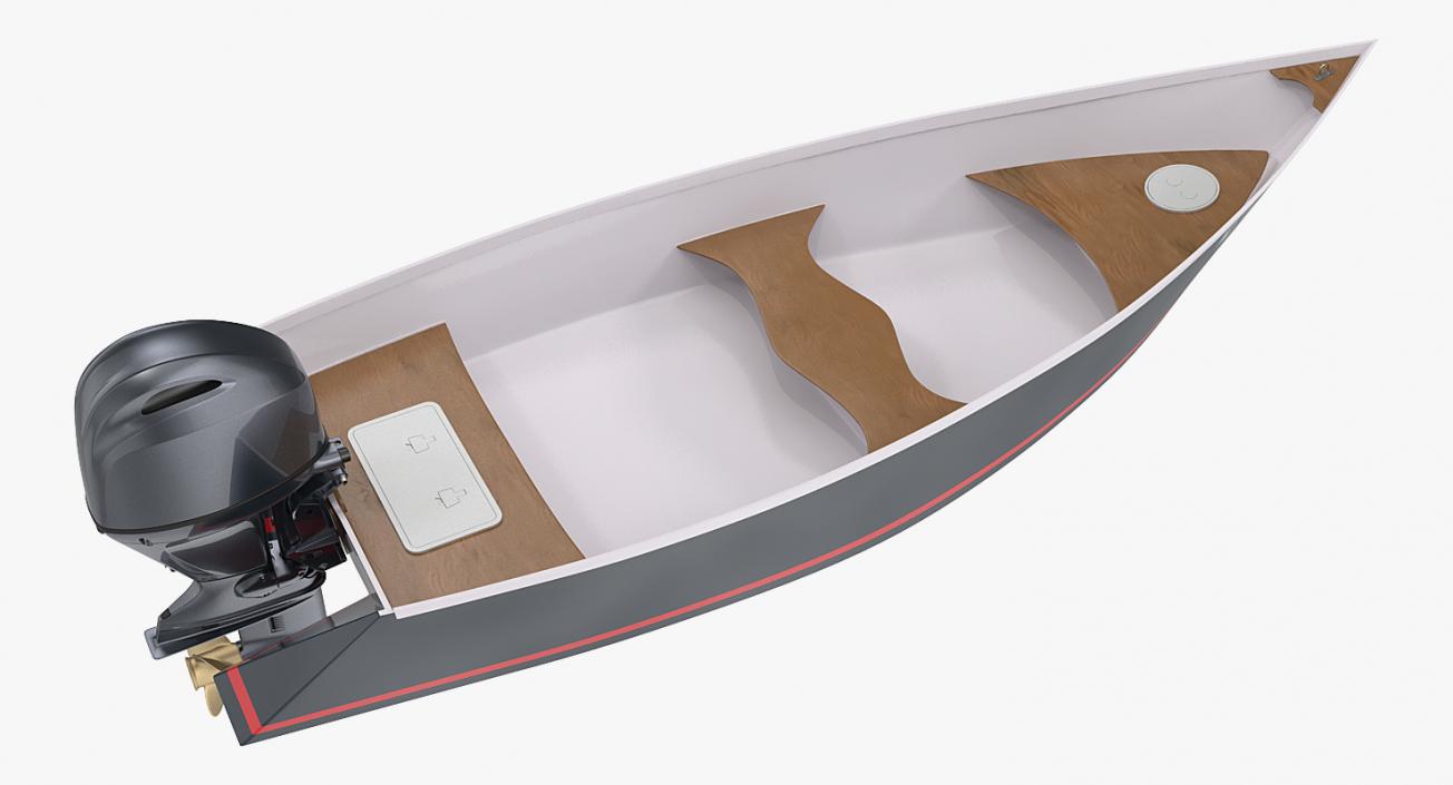 3D model Motorboat with Outboard Engine