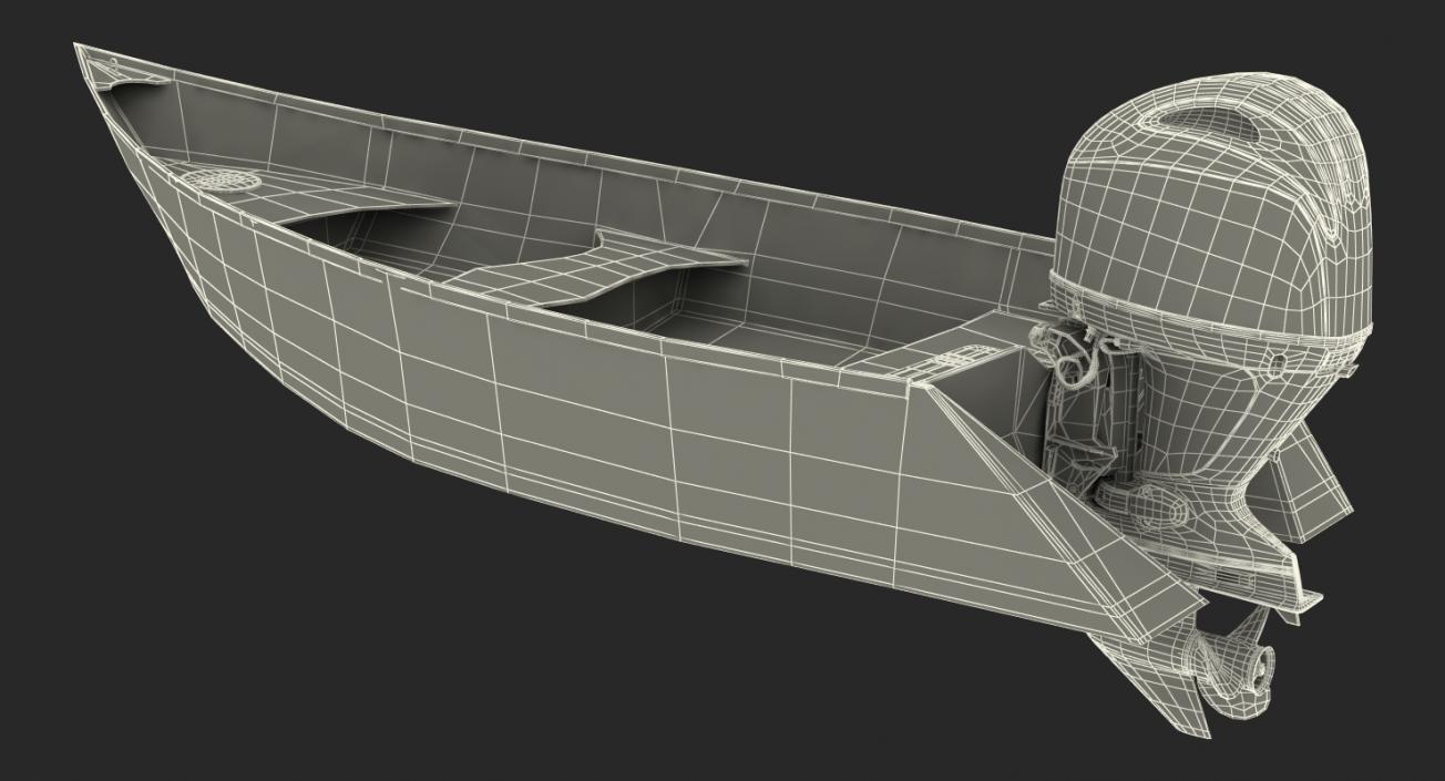 3D model Motorboat with Outboard Engine