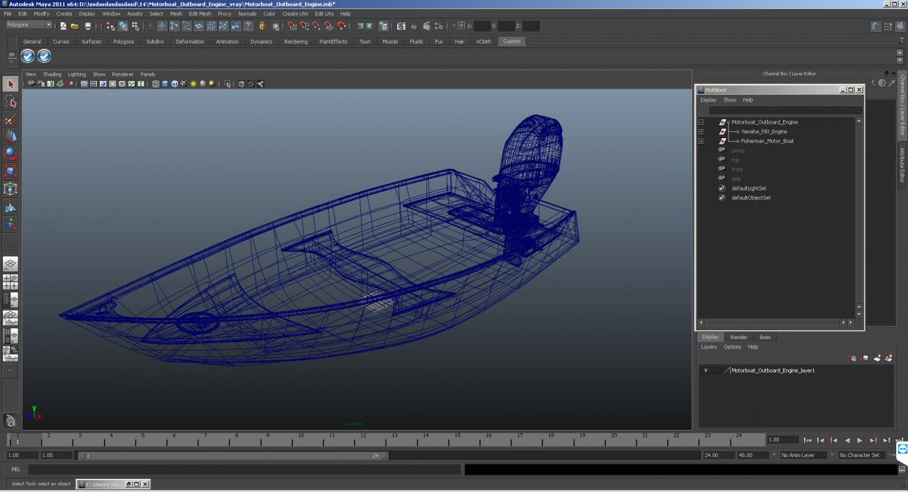 3D model Motorboat with Outboard Engine