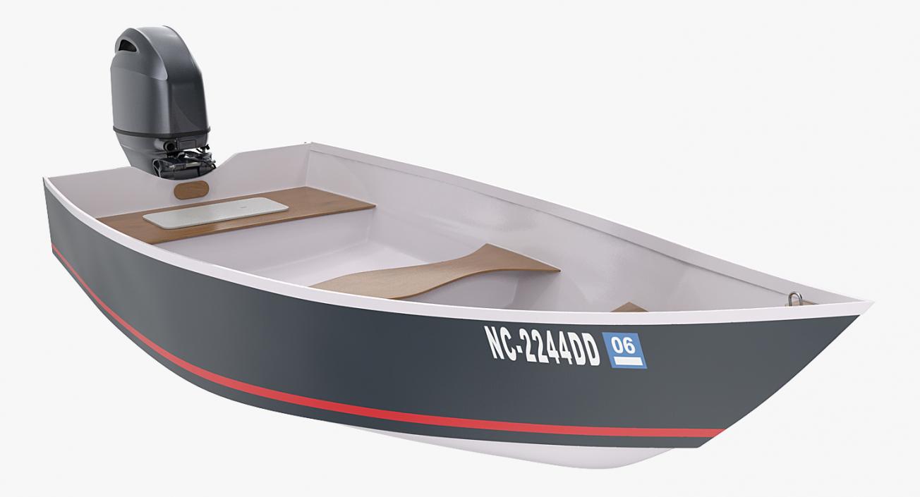 3D model Motorboat with Outboard Engine