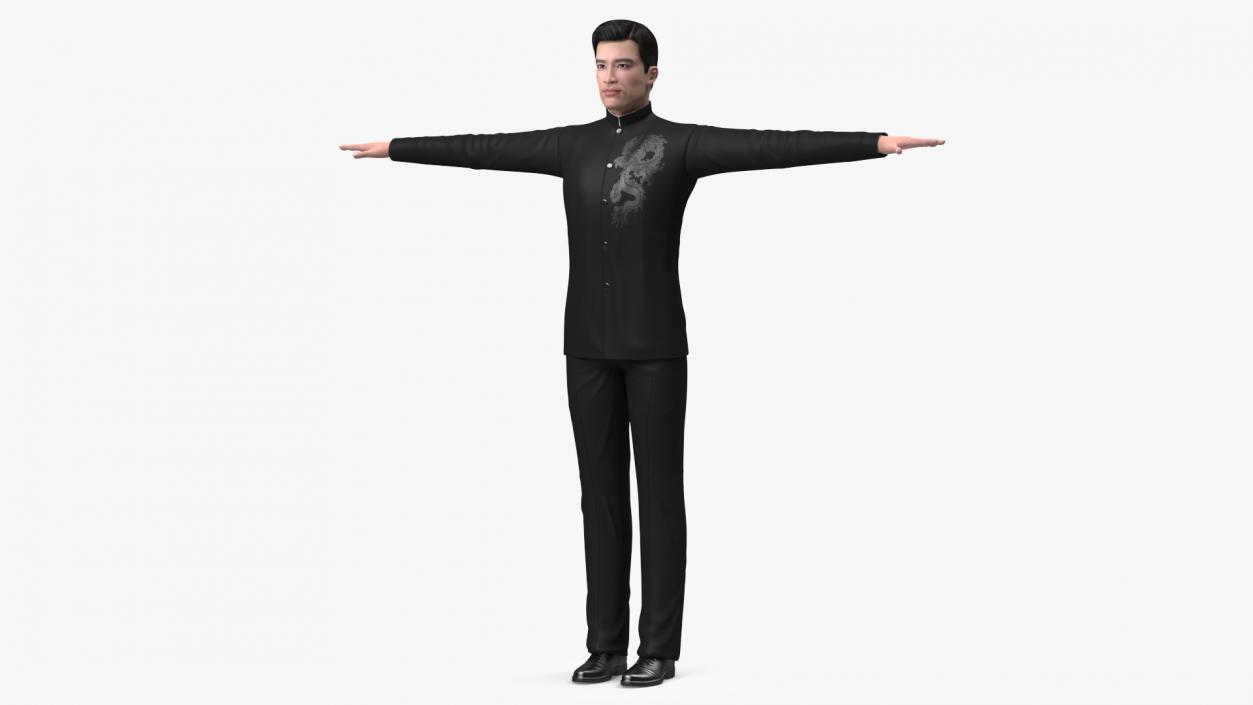 Asian Man Tunic Suit Rigged 3D