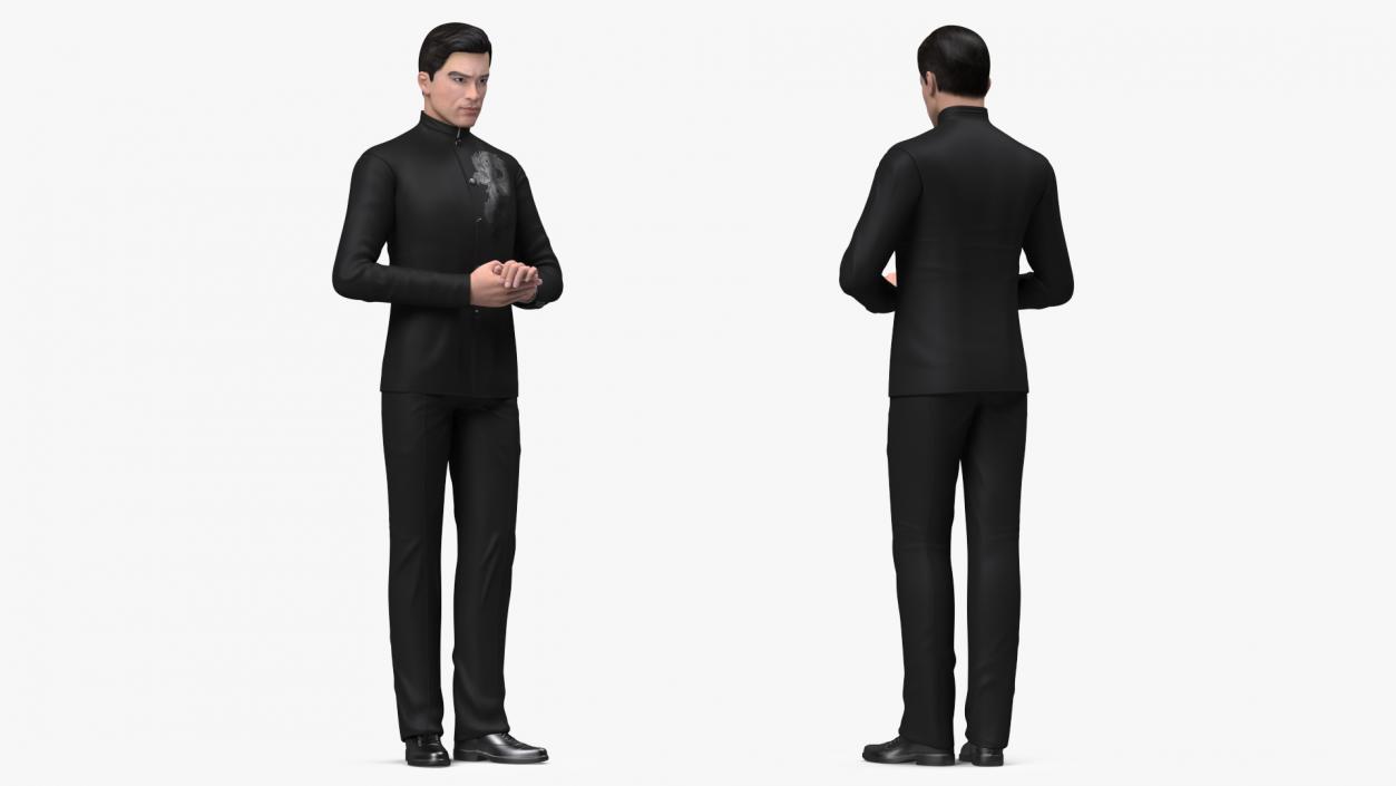 Asian Man Tunic Suit Rigged 3D