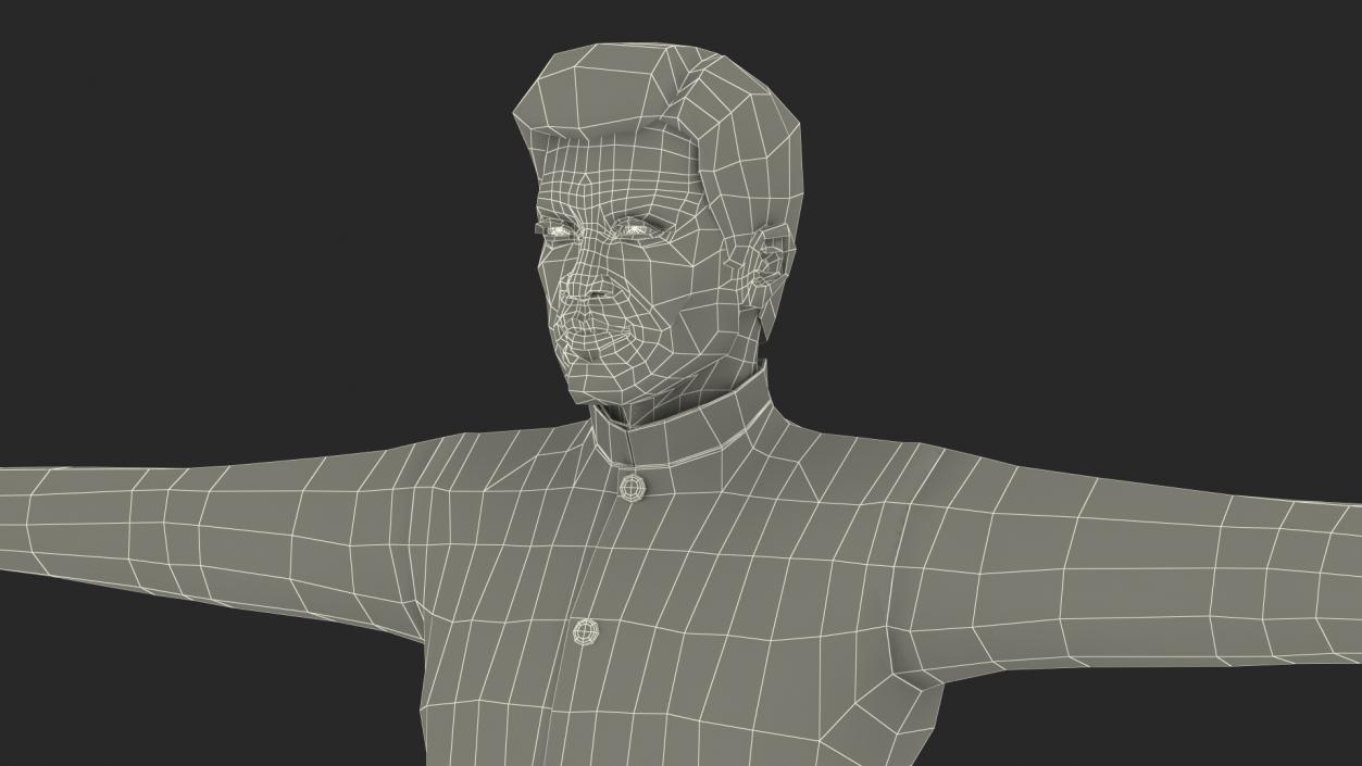 Asian Man Tunic Suit Rigged 3D