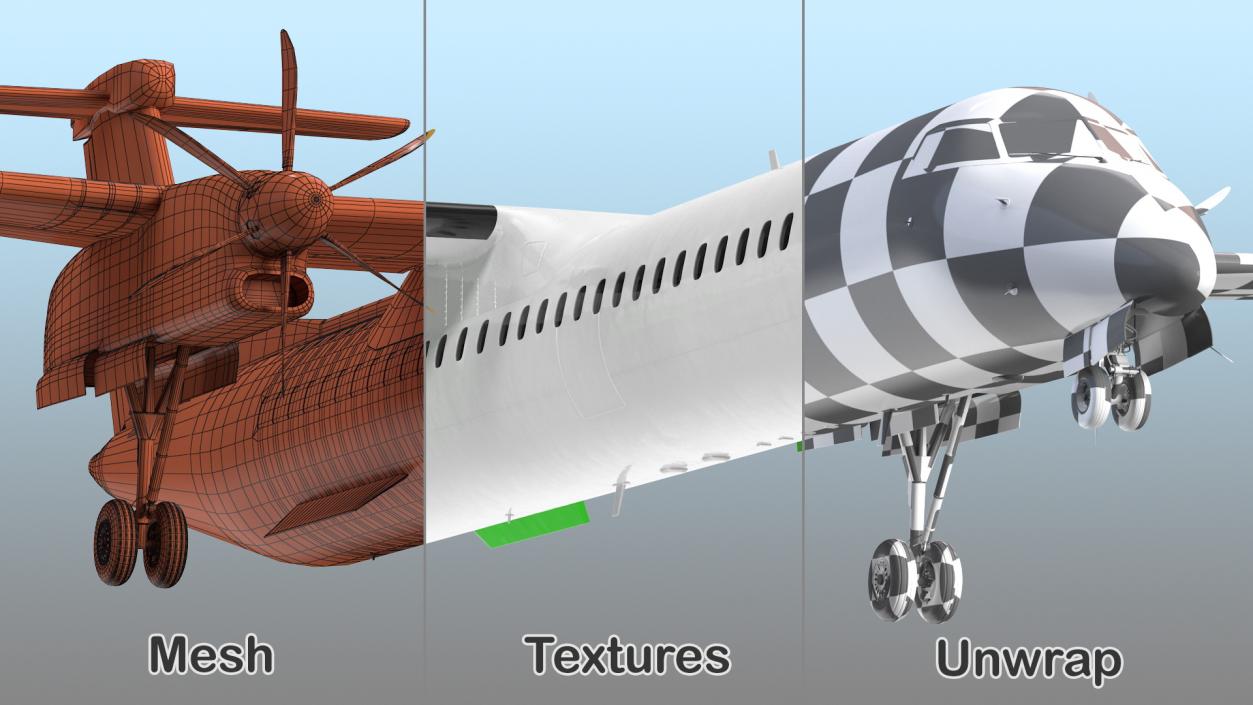 3D Twin Turboprop Passenger Airplane model