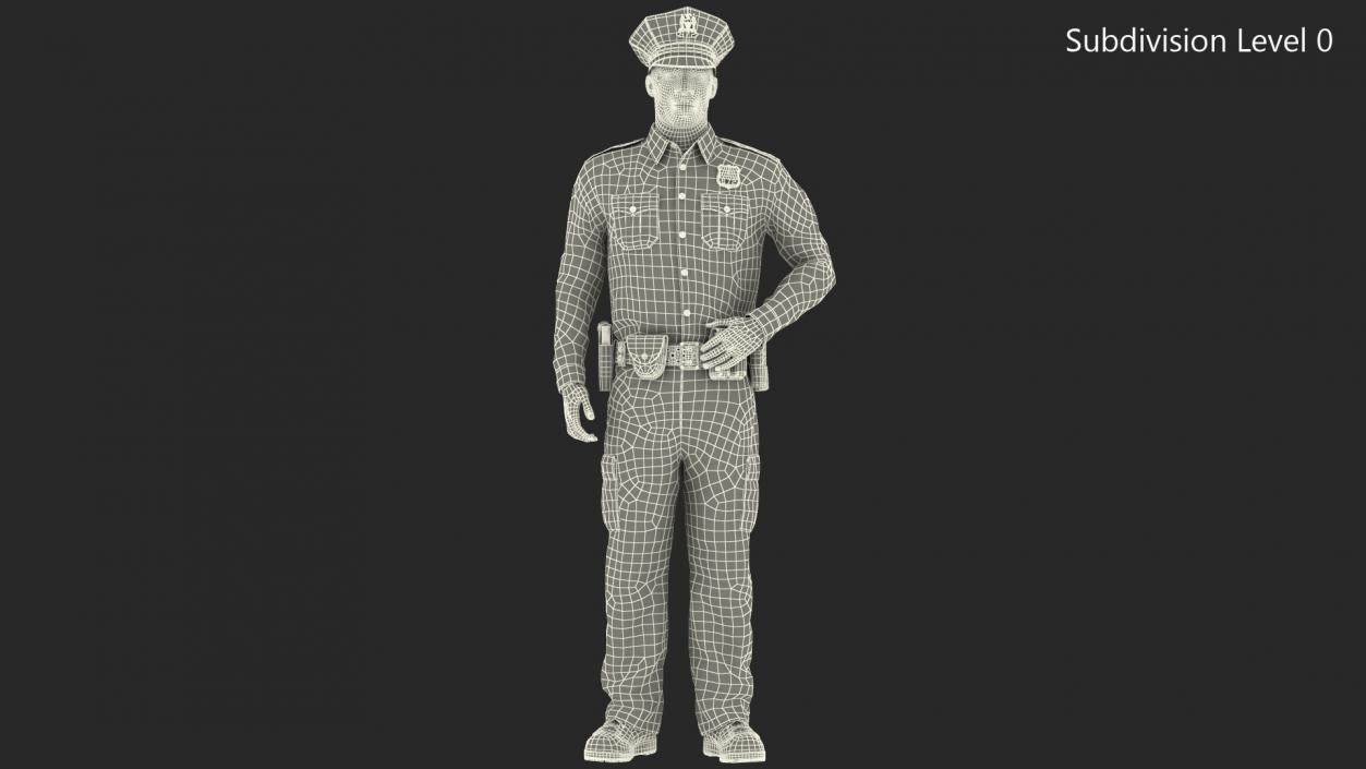 African American NYPD Police Officer Standing Pose Fur 3D model