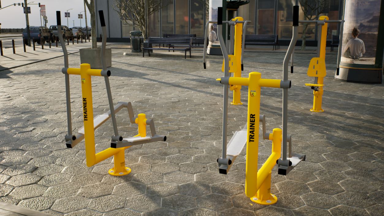 Elliptical Outdoor Cross Trainer Yellow 3D model