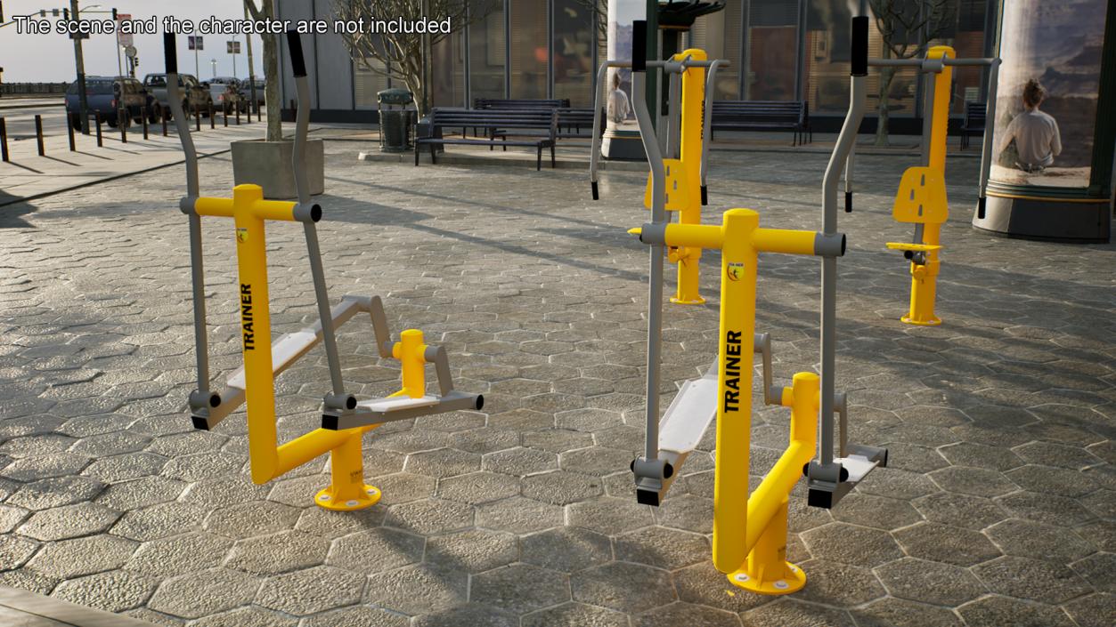 Elliptical Outdoor Cross Trainer Yellow 3D model