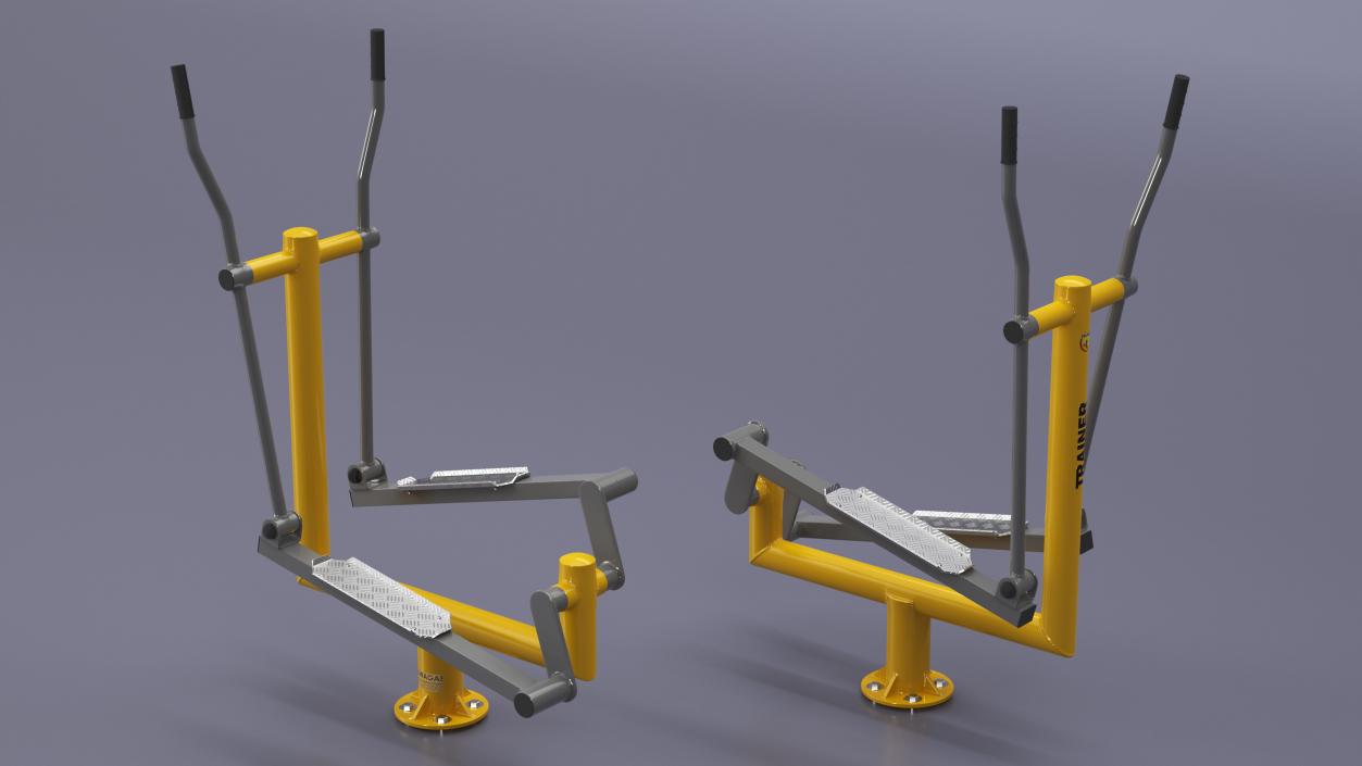 Elliptical Outdoor Cross Trainer Yellow 3D model