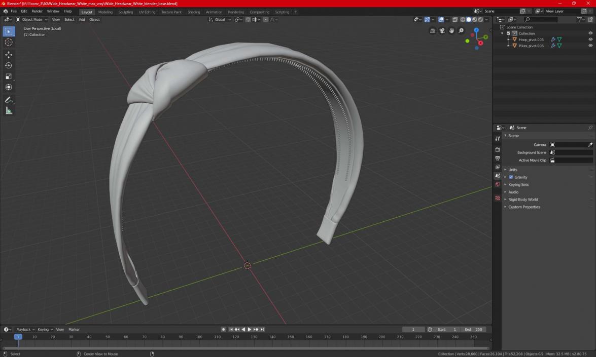 Wide Headwear White 3D model