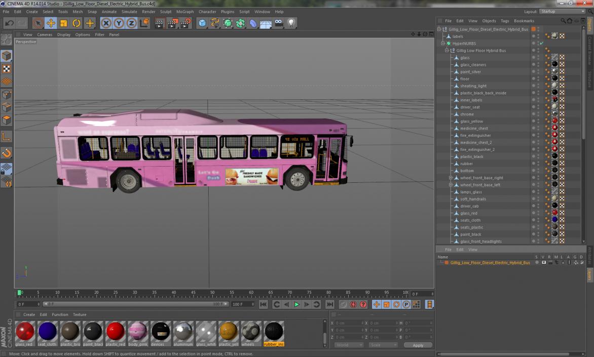 3D Gillig Low Floor Diesel Electric Hybrid Bus model