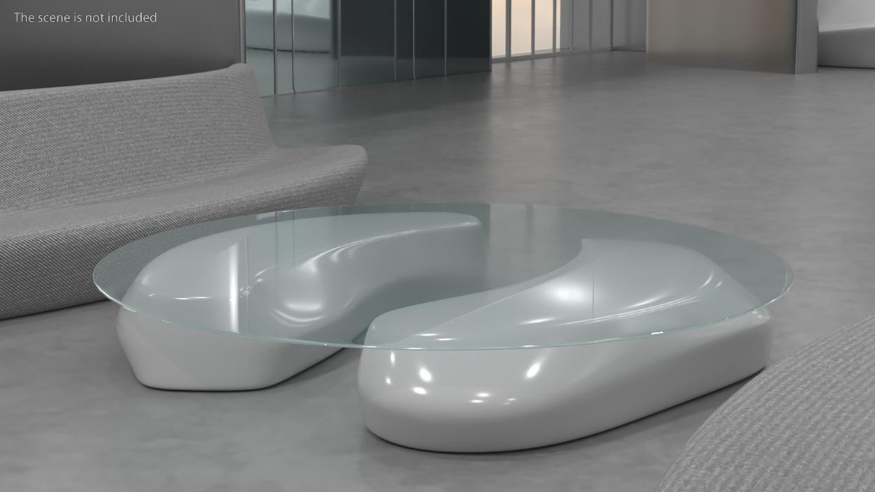 Wave Benches with Glass Table 3D model