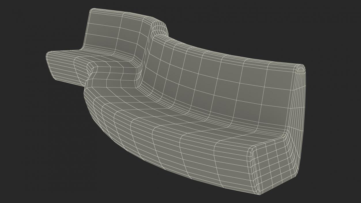 Wave Benches with Glass Table 3D model