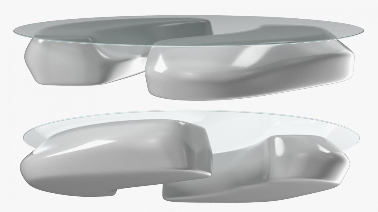 Wave Benches with Glass Table 3D model