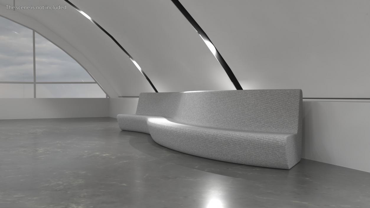 Wave Benches with Glass Table 3D model