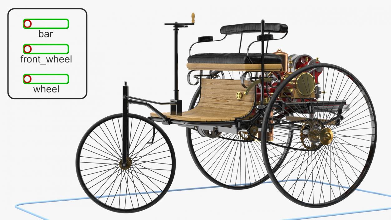 Benz Patent Motorwagen Rigged 3D model