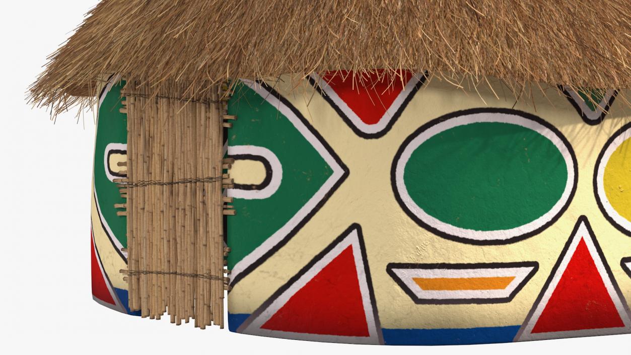 3D Traditional African Hut with Painting Fur