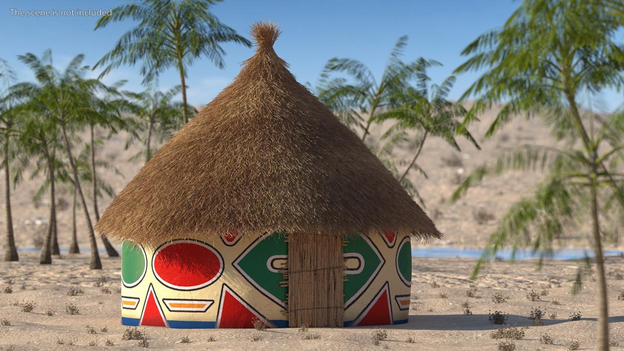 3D Traditional African Hut with Painting Fur