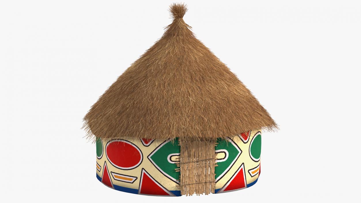 3D Traditional African Hut with Painting Fur