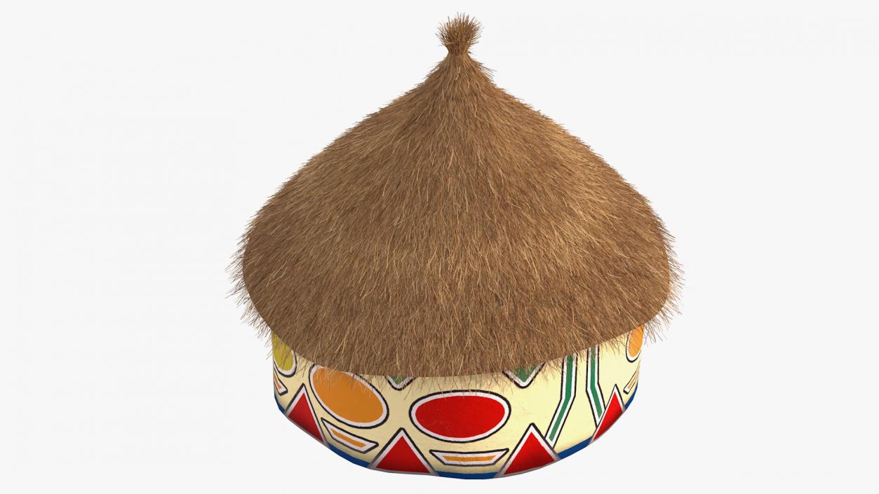 3D Traditional African Hut with Painting Fur