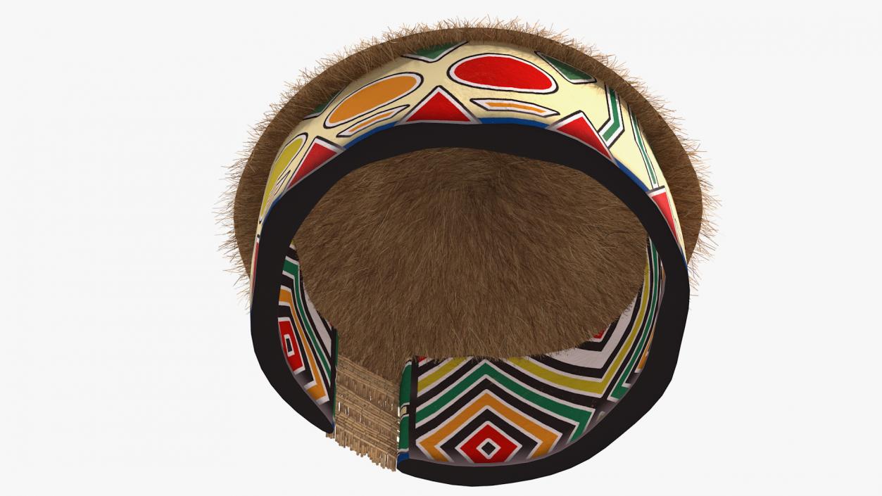 3D Traditional African Hut with Painting Fur