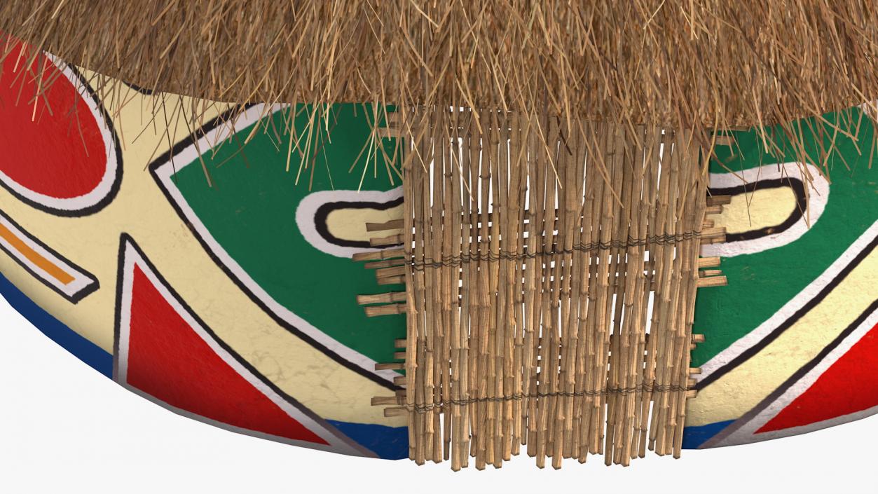 3D Traditional African Hut with Painting Fur