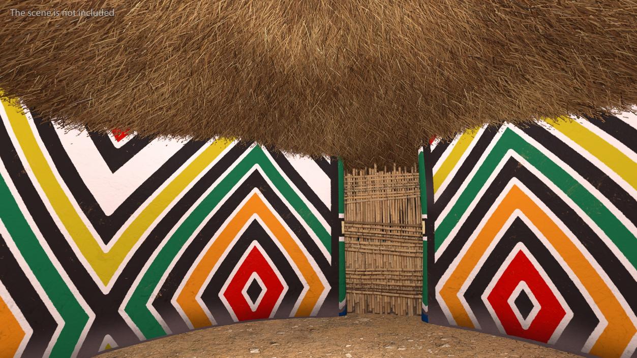 3D Traditional African Hut with Painting Fur