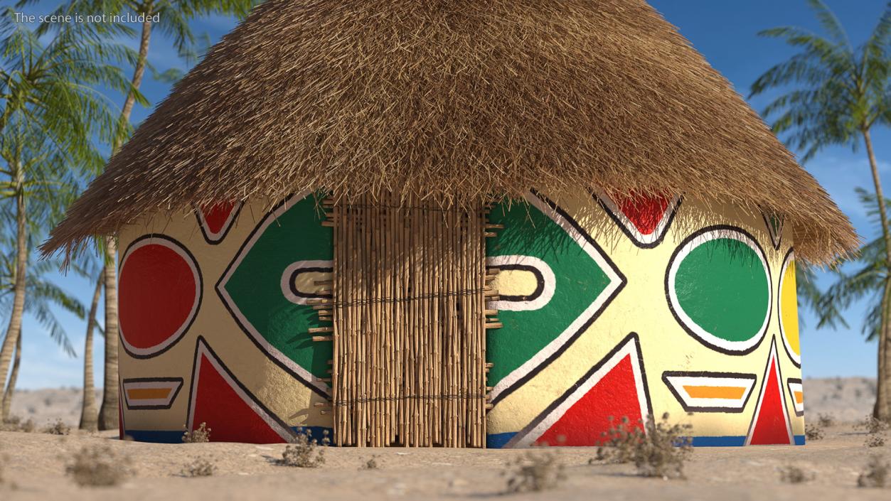 3D Traditional African Hut with Painting Fur