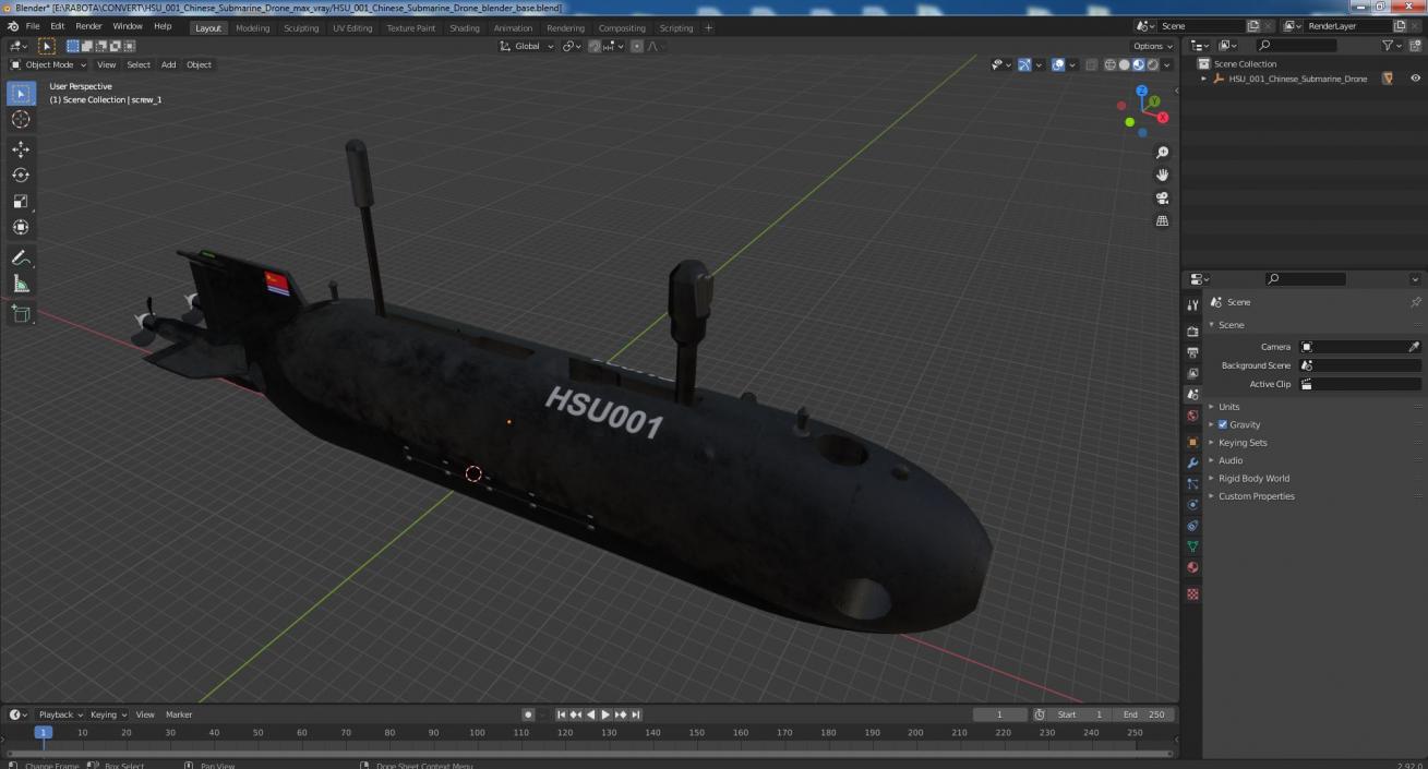 3D HSU 001 Chinese Submarine Drone