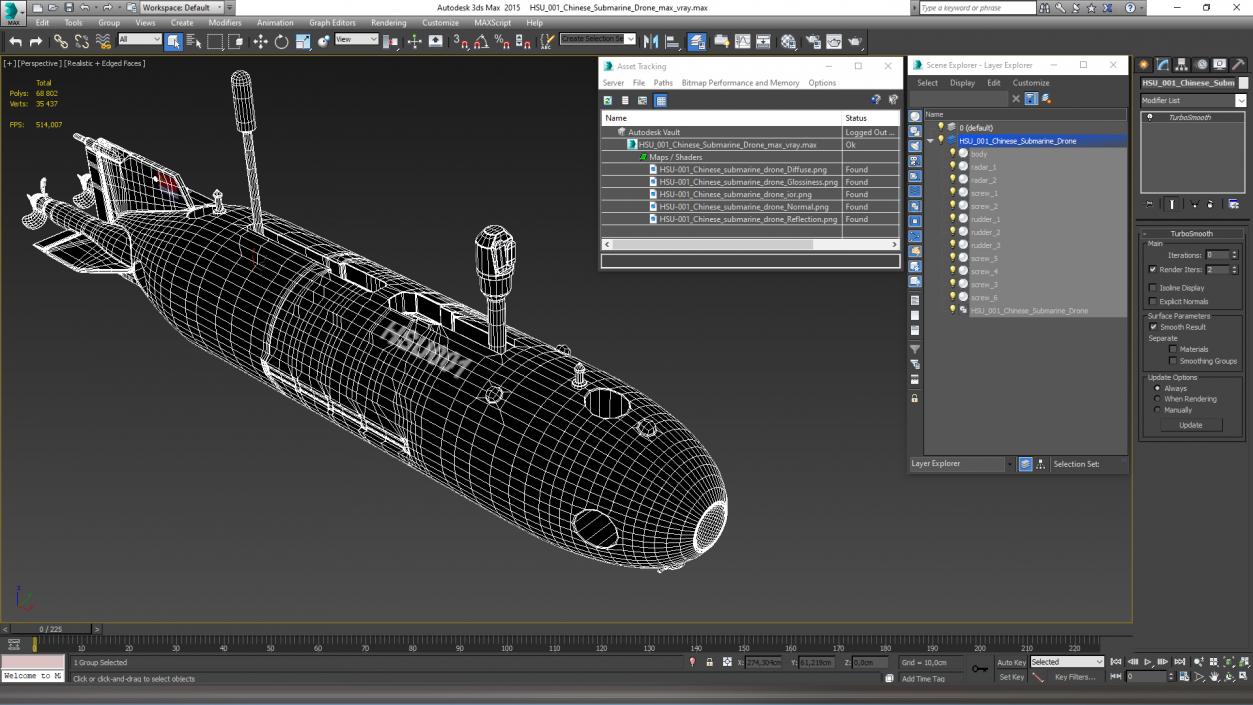 3D HSU 001 Chinese Submarine Drone