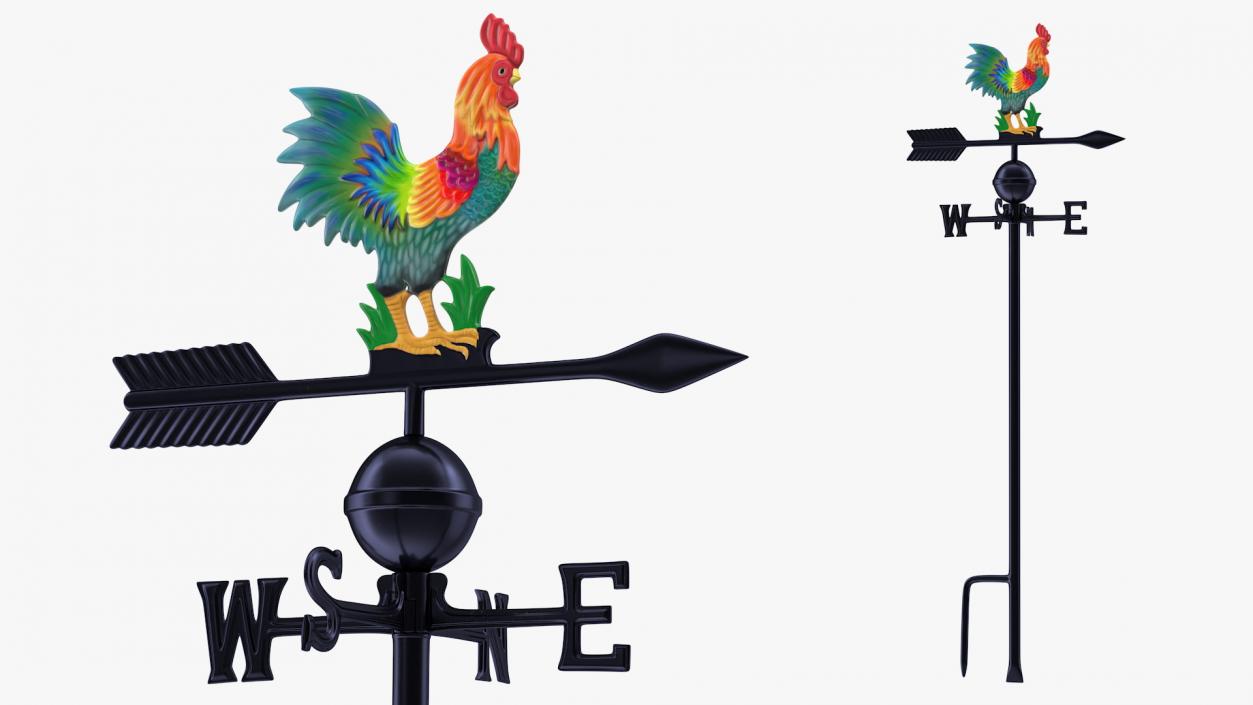 Painted Rooster Weathervane 3D