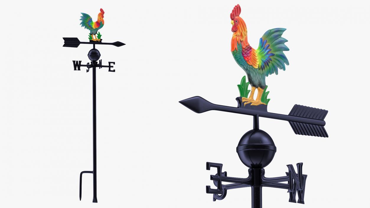 Painted Rooster Weathervane 3D