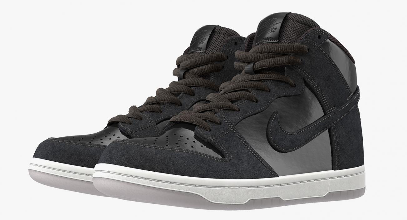 3D Skateboard Shoe Nike SB Dunk High Pro Black model