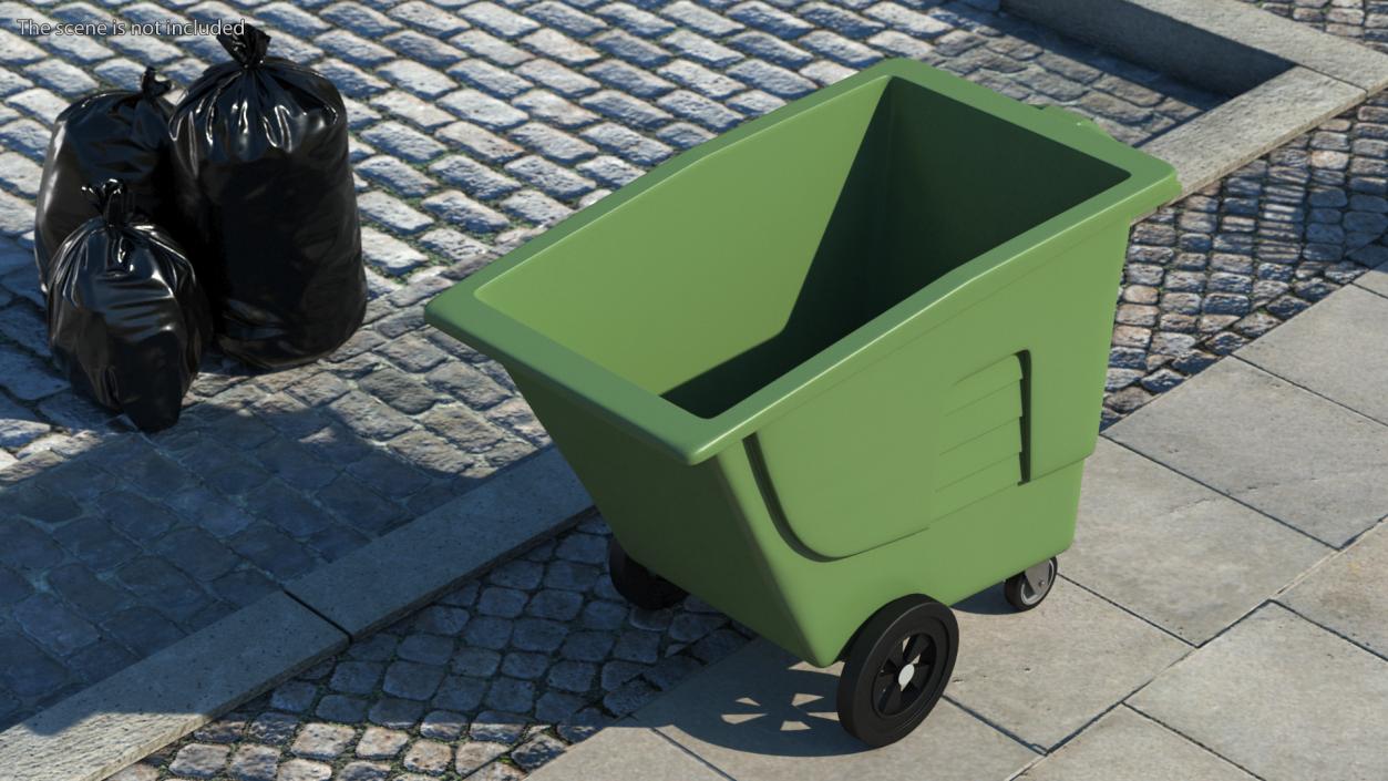 Commercial Wheeled Trash Can Green 3D model