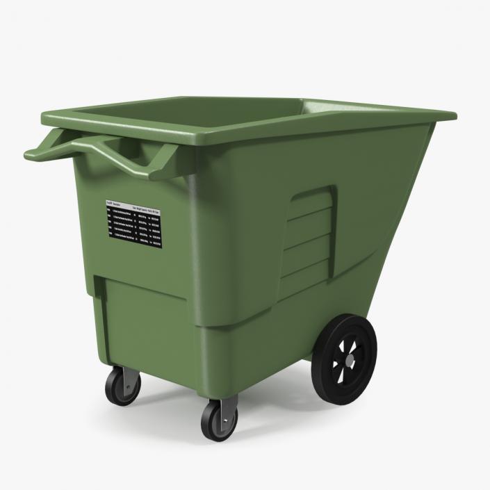 Commercial Wheeled Trash Can Green 3D model