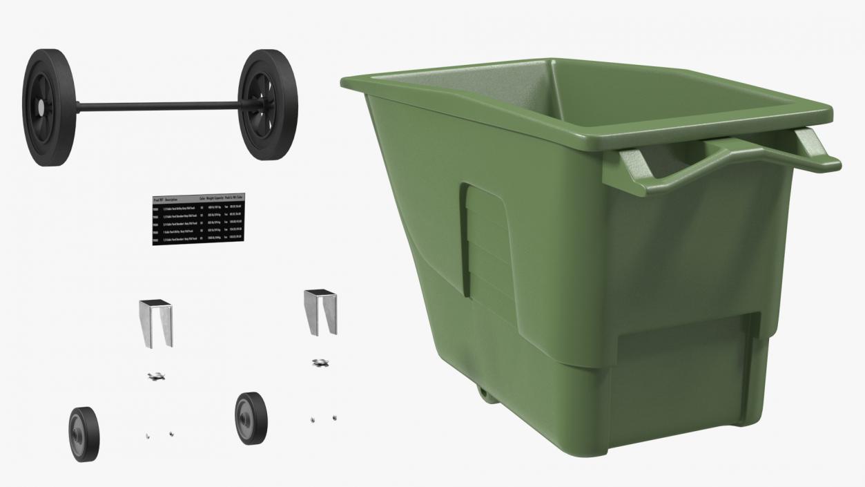 Commercial Wheeled Trash Can Green 3D model