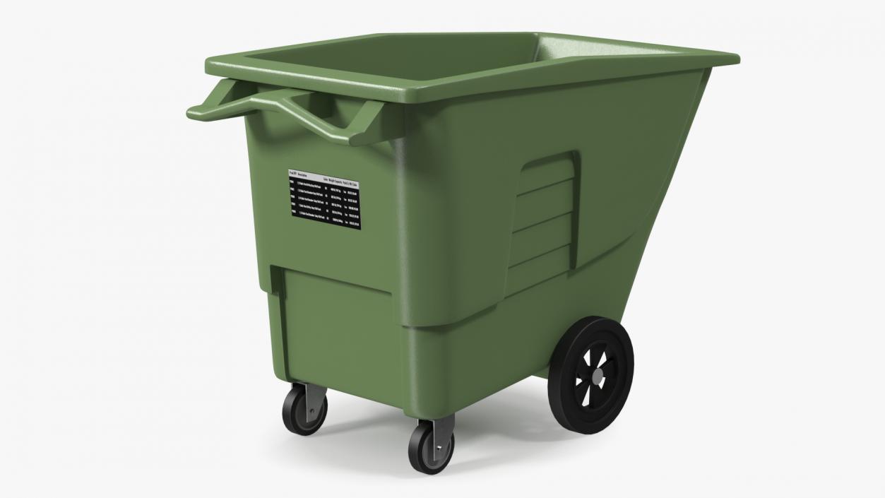 Commercial Wheeled Trash Can Green 3D model