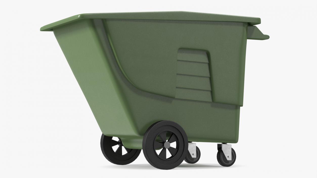 Commercial Wheeled Trash Can Green 3D model